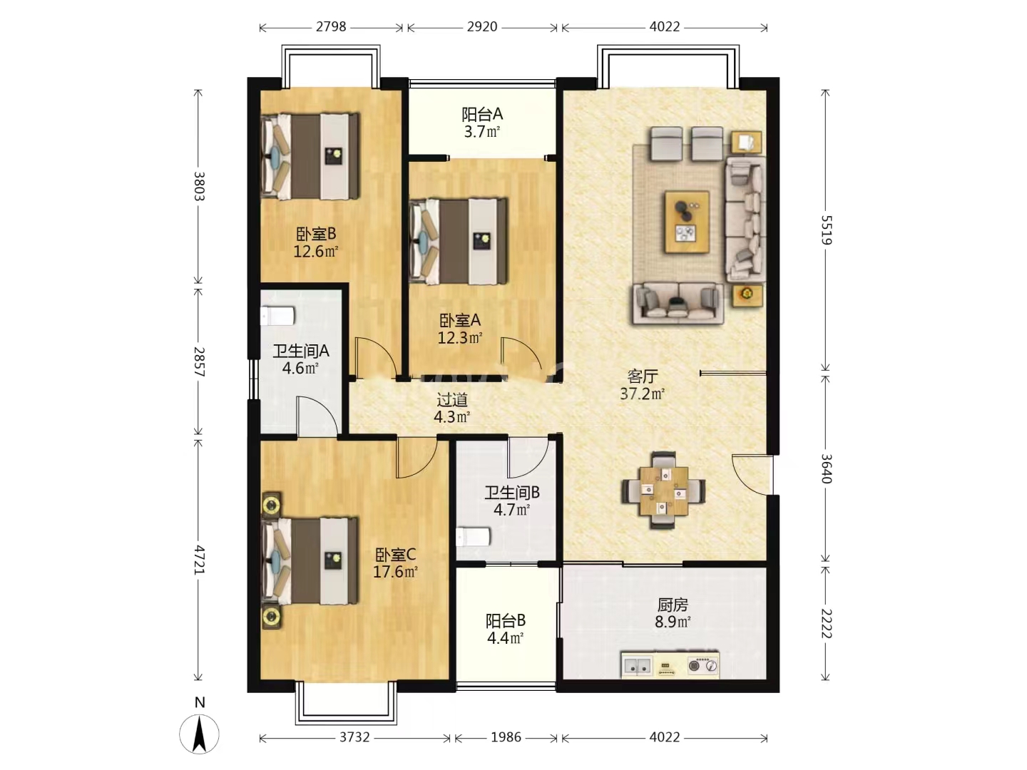 枫溪苑 3室2厅2卫 52.80万 枫溪苑 3室2厅2卫 52.80万室内图