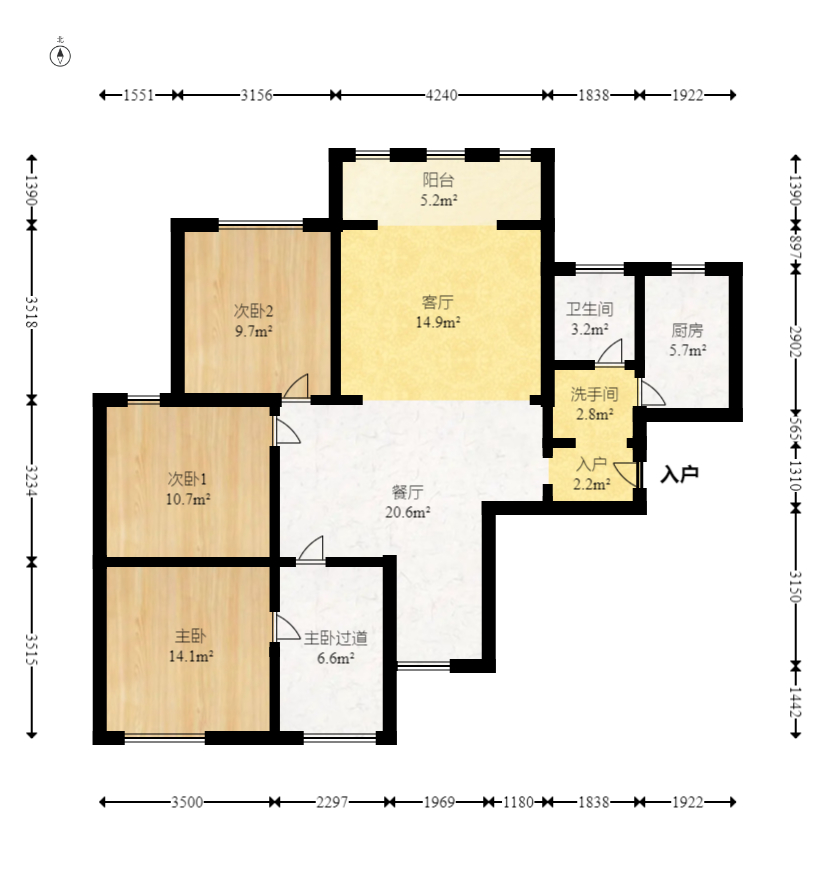 爱琴海岸 3室2厅2卫 75.5万 爱琴海岸 3室2厅2卫 75.5万户型图