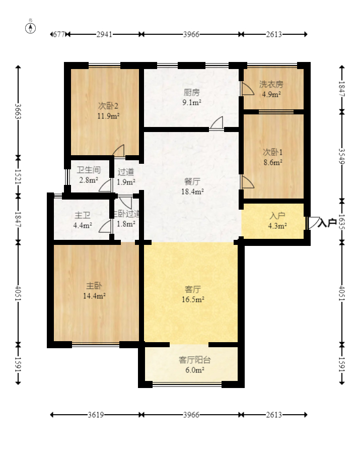 尚城 3室2厅2卫 95.0万 尚城 3室2厅2卫 95.0万户型图