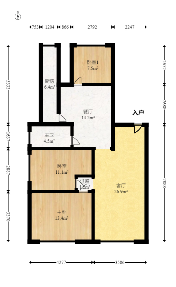 中星苑  3室2厅2卫   56.00万室内图1