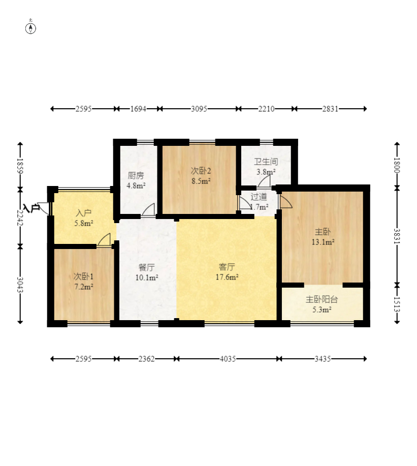华润凤凰城二期 3室2厅1卫 68.8万 华润凤凰城二期 3室2厅1卫 68.8万户型图