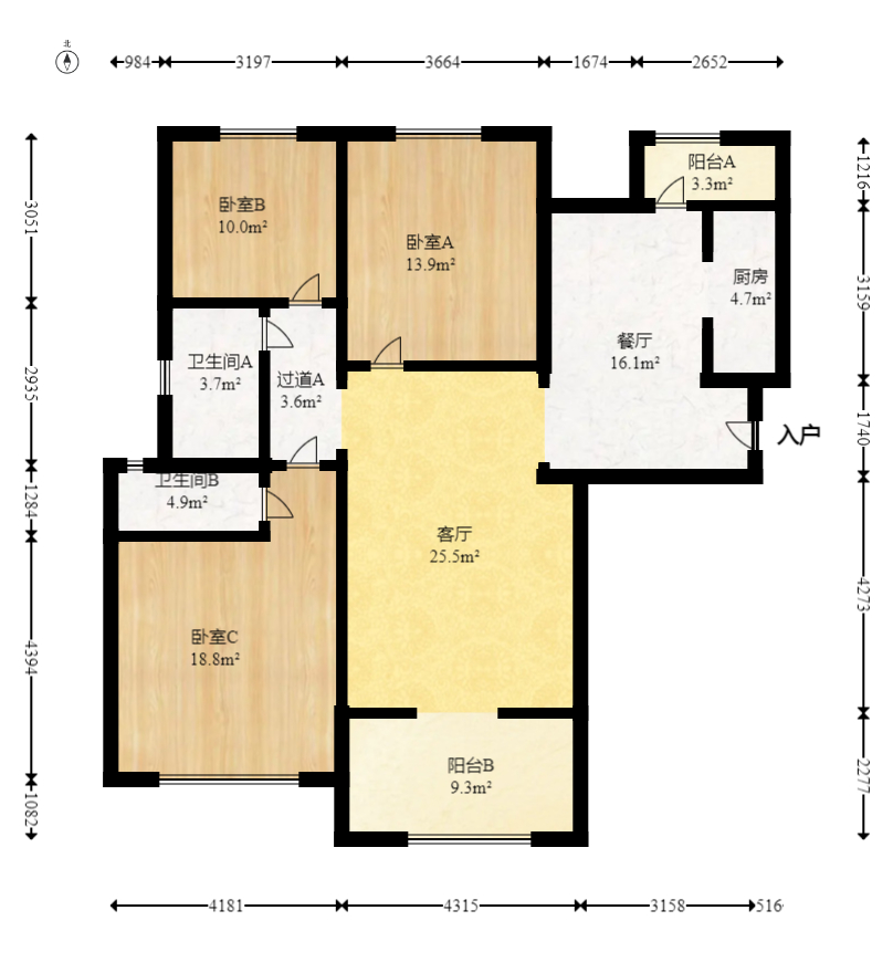 珠江东方明珠(新地东方明珠)一二期  3室2厅2卫    95.8万 珠江东方明珠(新地东方明珠)一二期  3室2厅2卫    95.8万户型图
