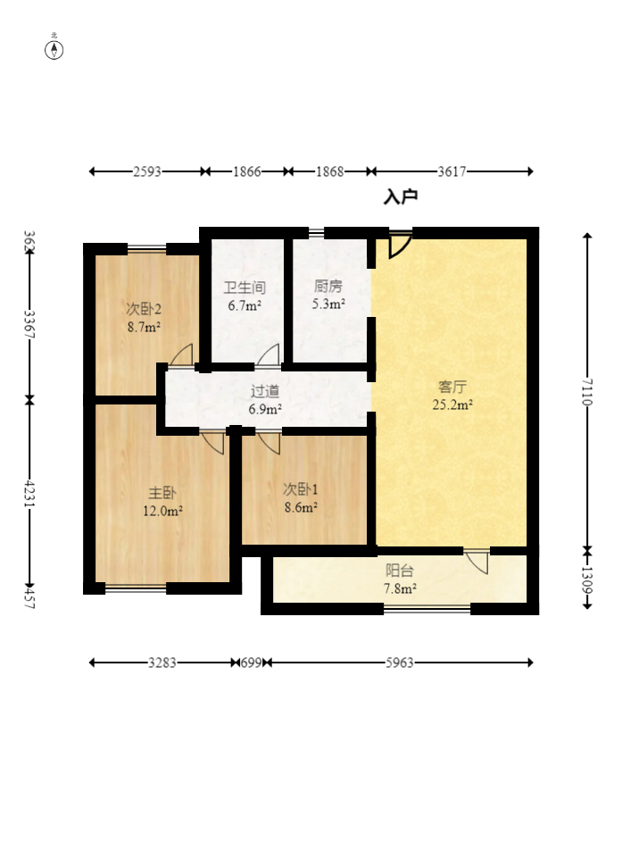 中建悦和城  3室2厅1卫   81.80万室内图1