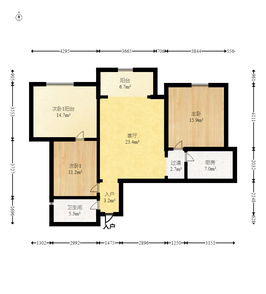 恒基凯旋门一二期 3室2厅1卫 75.0万 恒基凯旋门一二期 3室2厅1卫 75.0万户型图