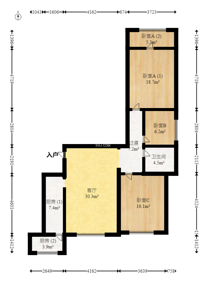 望兴景园二期（望兴西西里）  3室2厅1卫   93.80万