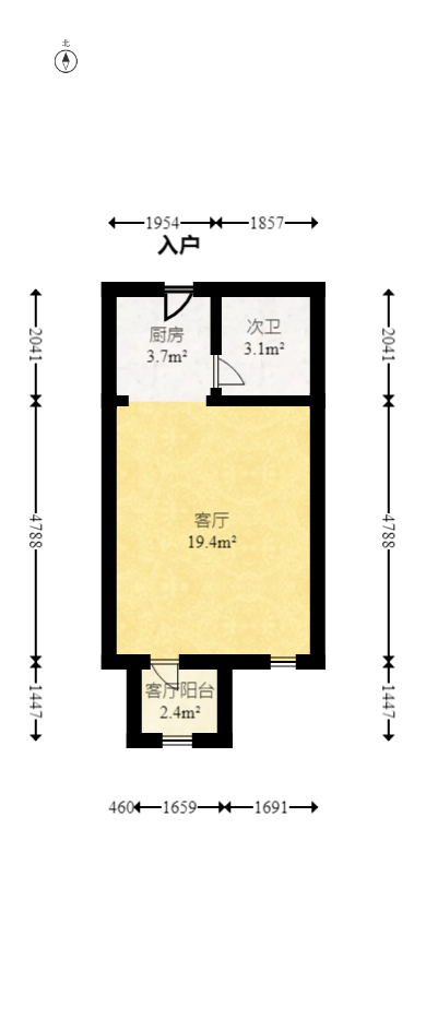 蓝光雍锦阁  1室1厅1卫   40.00万室内图1