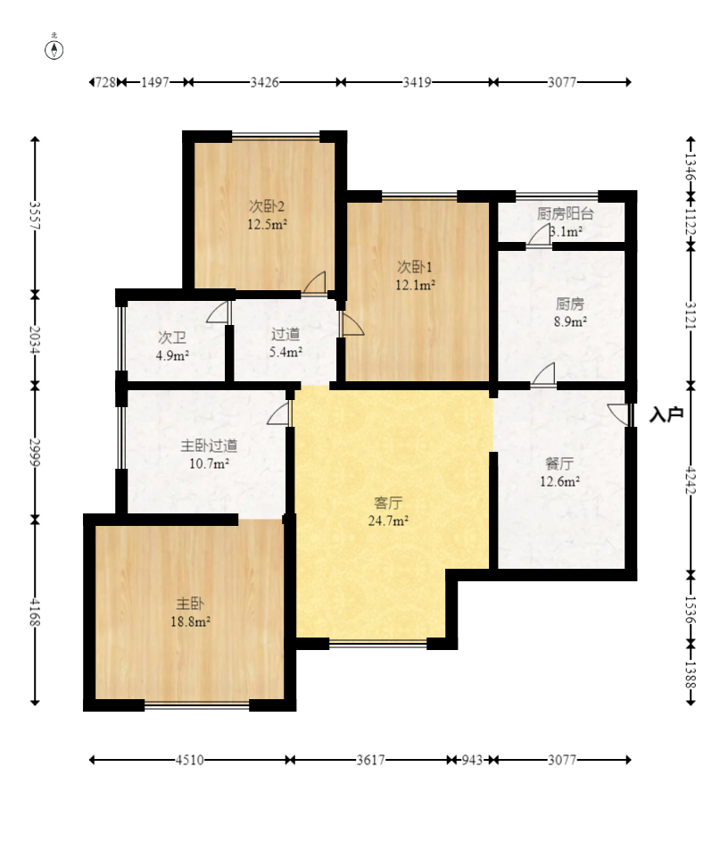 山水誉峰  3室2厅2卫   172.00万室内图1
