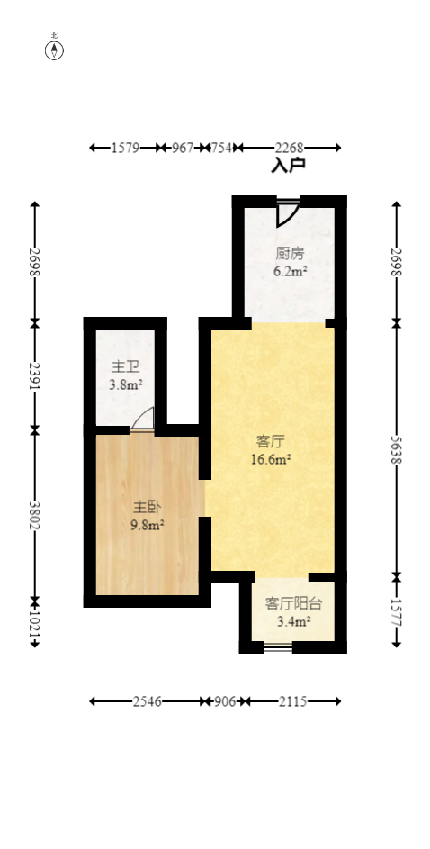 蓝光雍锦阁  1室1厅1卫   47.00万室内图1