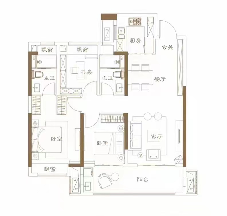 建发央著  3室2厅2卫   88.00万