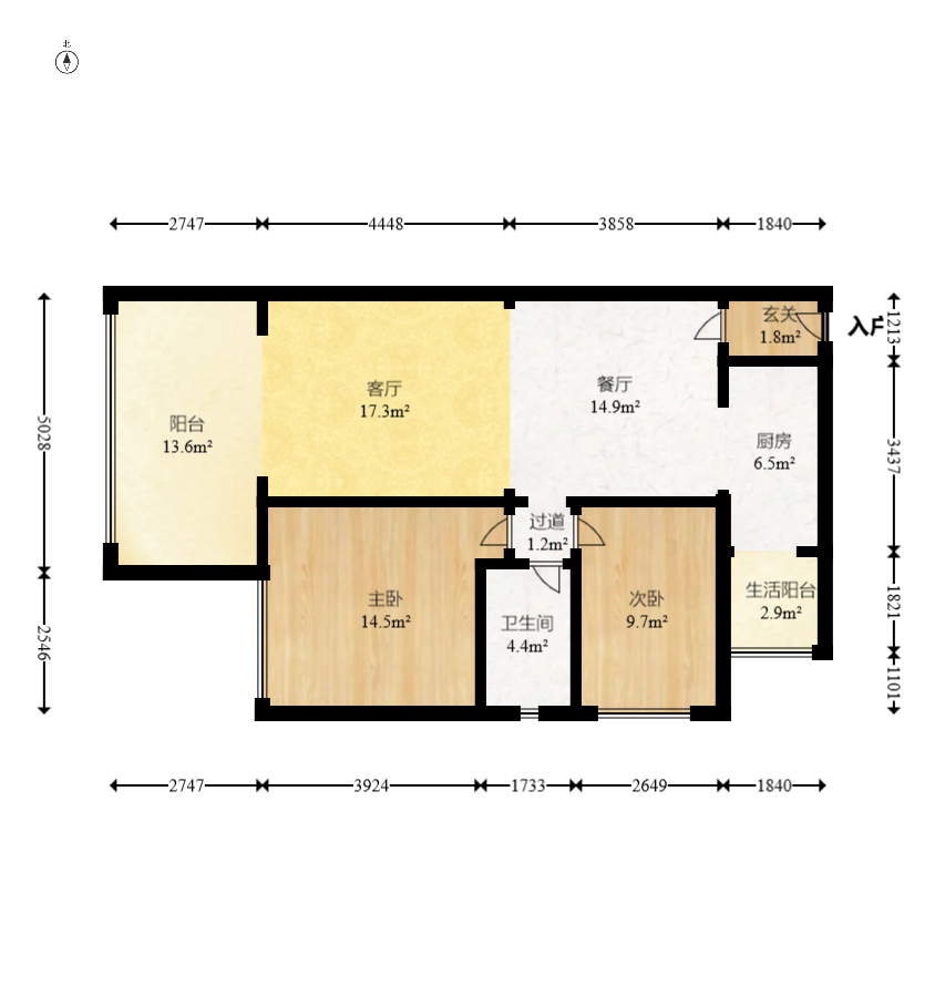 时代倾城二期 2室2厅1卫 91.49万 时代倾城二期 2室2厅1卫 91.49万户型图