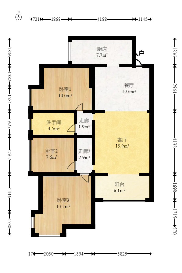湘域熙岸  3室2厅1卫    95.0万 湘域熙岸  3室2厅1卫    95.0万户型图