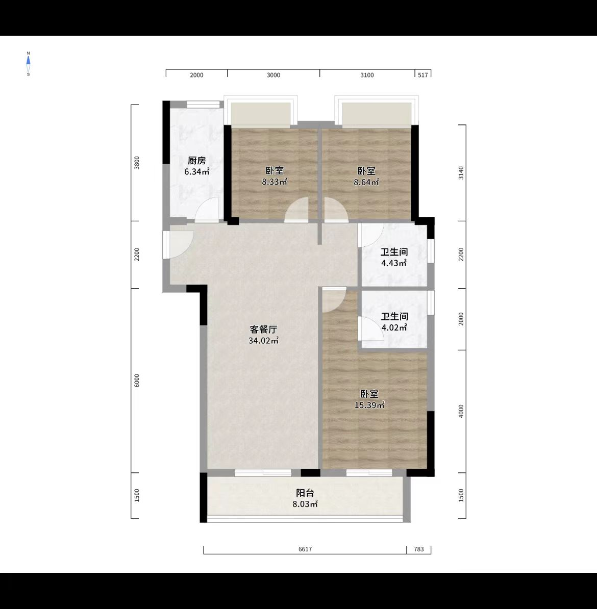 香江悦府 3室2厅2卫 64.0万 香江悦府 3室2厅2卫 64.0万室内图