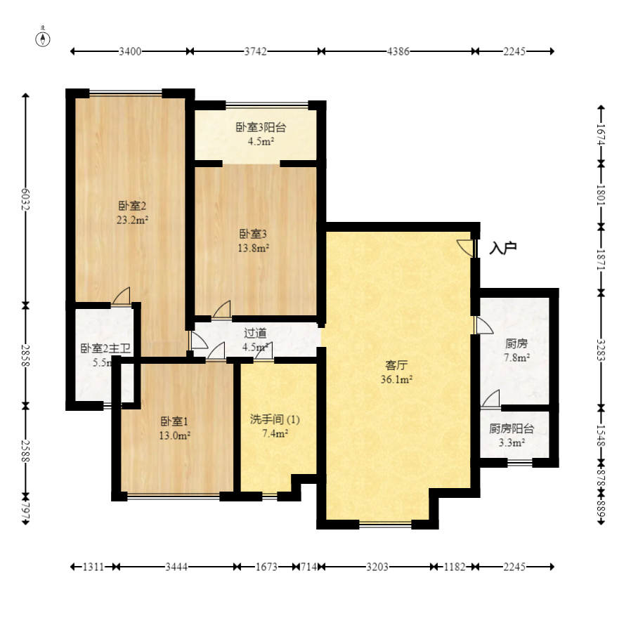 中江佳境天成 3室2厅2卫 129.8万 中江佳境天成 3室2厅2卫 129.8万户型图
