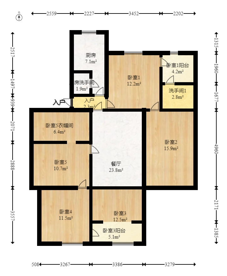 省儿童医院单位宿舍  3室2厅2卫   130.00万室内图1