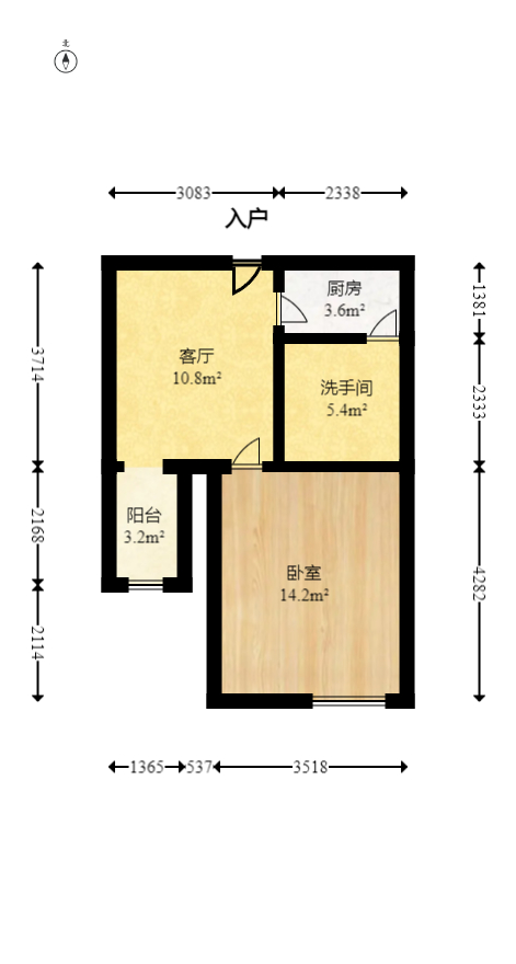 中江国际花城  1室1厅1卫   50.00万室内图1