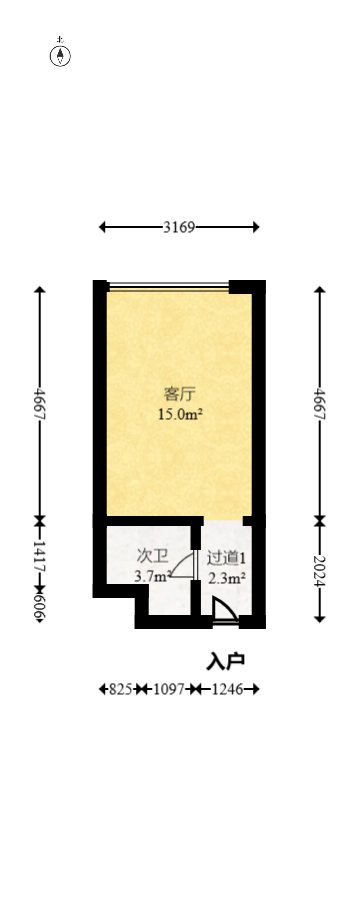 宇成朝阳广场  1室1厅1卫    88.88万室内图1
