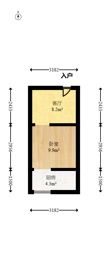 千禧郎大厦  1室1厅1卫   51.80万室内图1