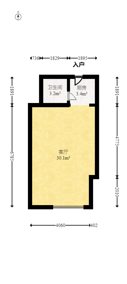C-park天悦城（紫檀溪苑二期）  1室1厅1卫   37.80万室内图1