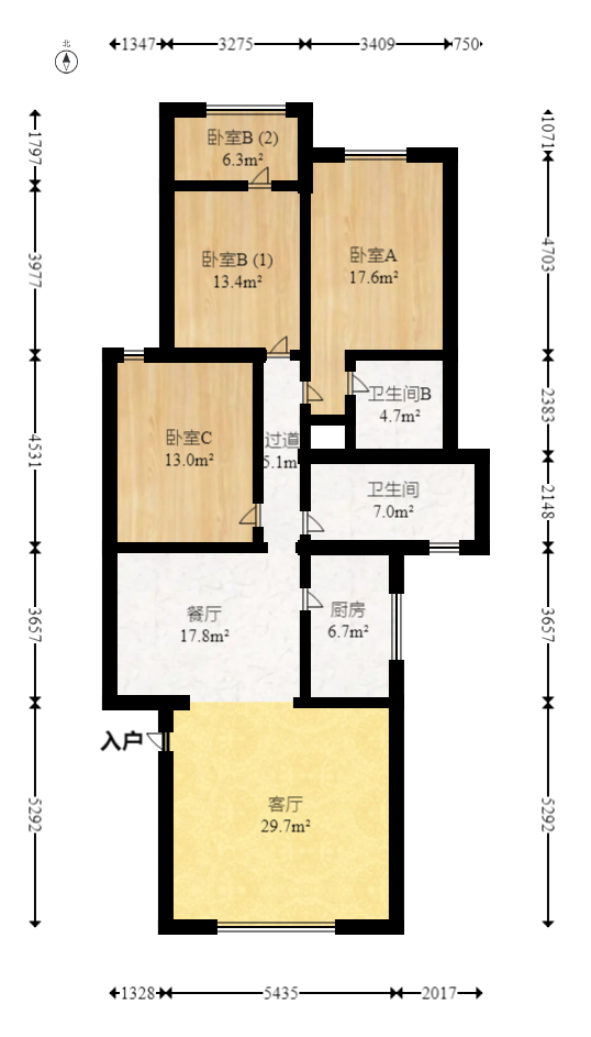 麓谷雅园 3室2厅2卫 78.00万 麓谷雅园 3室2厅2卫 78.00万户型图