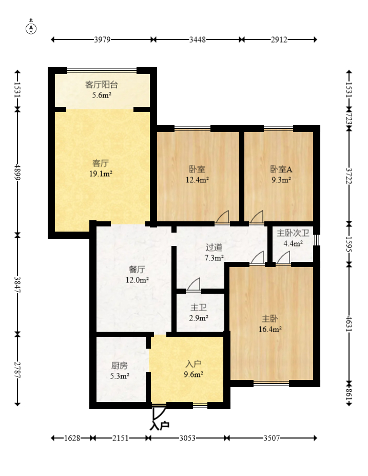 楚天中苑 3室2厅2卫 69.8万 楚天中苑 3室2厅2卫 69.8万户型图