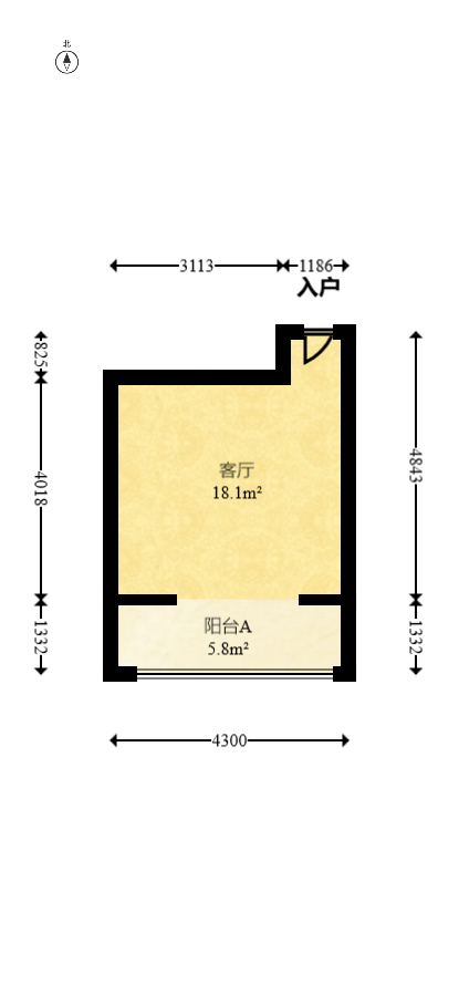 五矿万境水岸一期（万境水岸嘉苑）  2室2厅1卫   108.00万室内图1