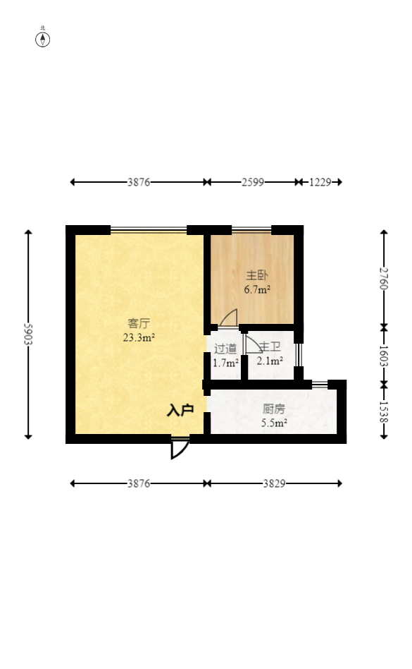 都市晨光  1室1厅1卫   42.50万室内图1