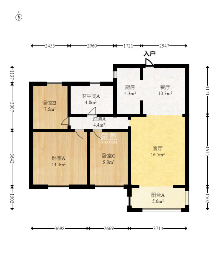 嘉宇银杉（嘉宇西苑）  3室2厅1卫    72.0万