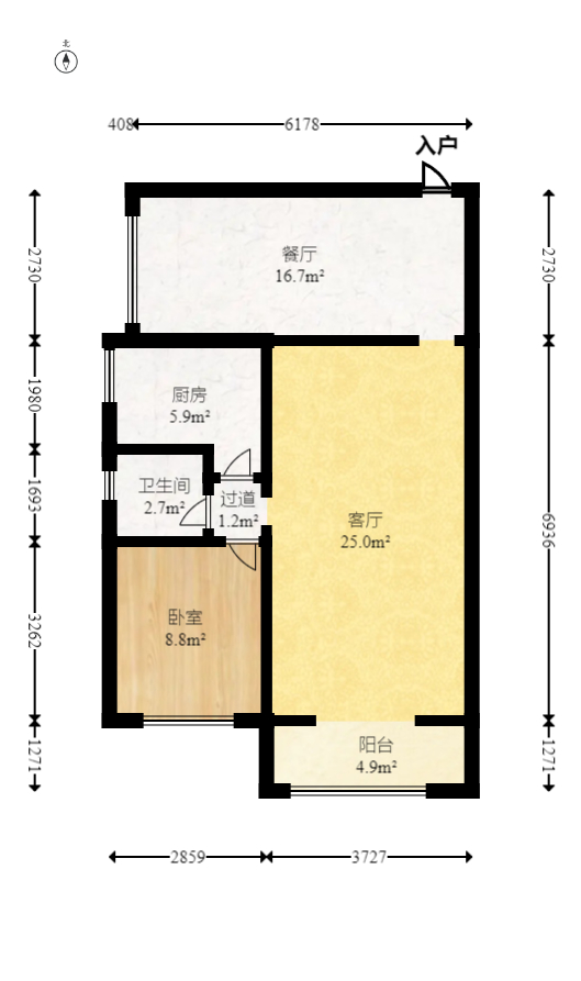 天健壹平方英里（天健芙蓉盛世二期）  4室2厅2卫   194.00万室内图1