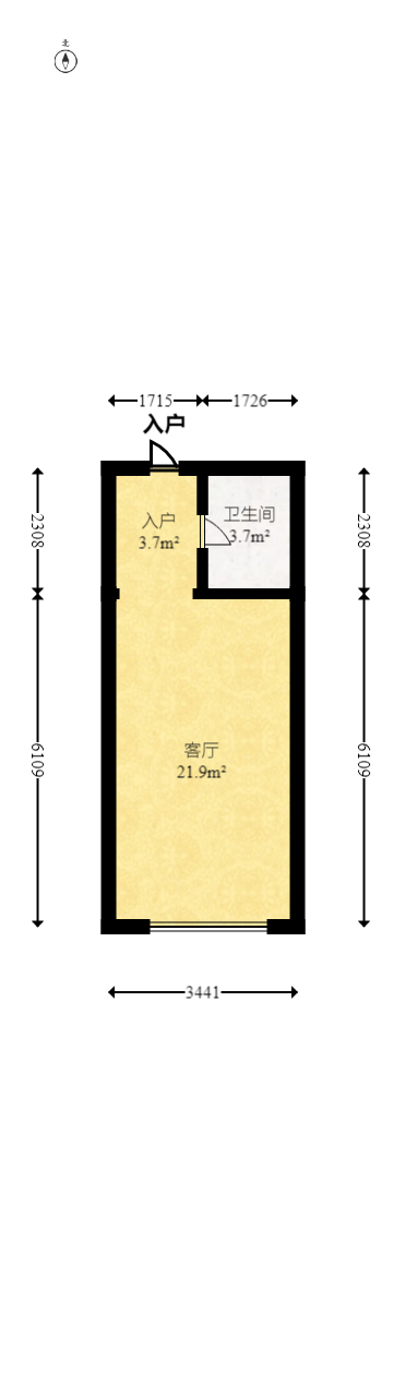 金科天悦（金科美邻汇）  1室1厅1卫   20.00万室内图1