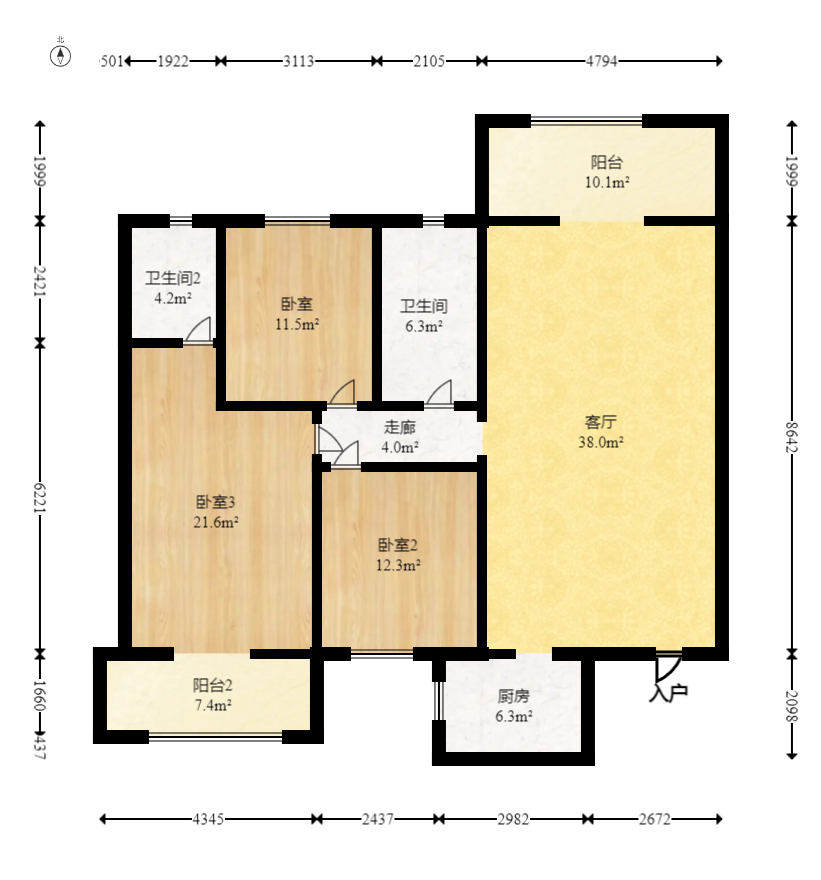 星城国际 3室2厅2卫 59.8万 星城国际 3室2厅2卫 59.8万户型图