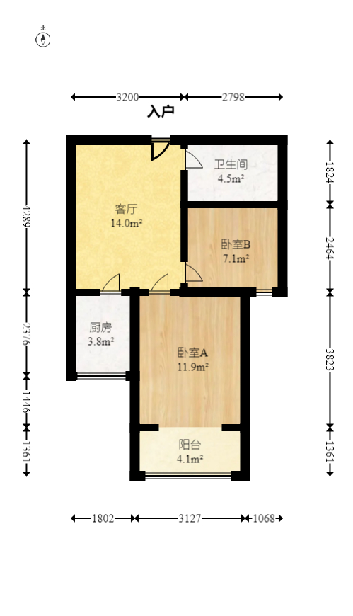 天健城（天健芙蓉盛世三期）  2室1厅1卫   85.00万室内图1