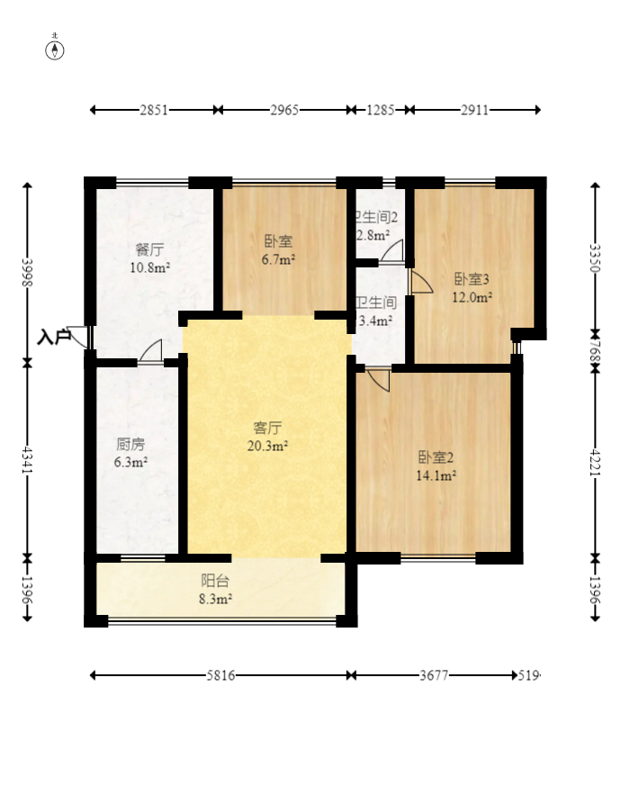 和泉嘉园 3室2厅2卫 62.8万 和泉嘉园 3室2厅2卫 62.8万户型图