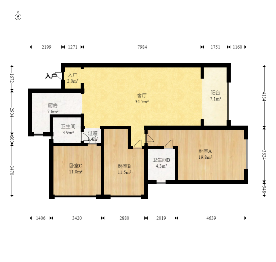 振业城二期 3室2厅2卫 136.0万 振业城二期 3室2厅2卫 136.0万户型图