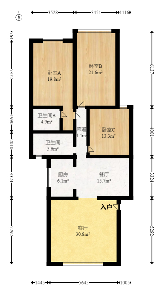 麓谷雅园  3室2厅1卫   85.00万室内图1