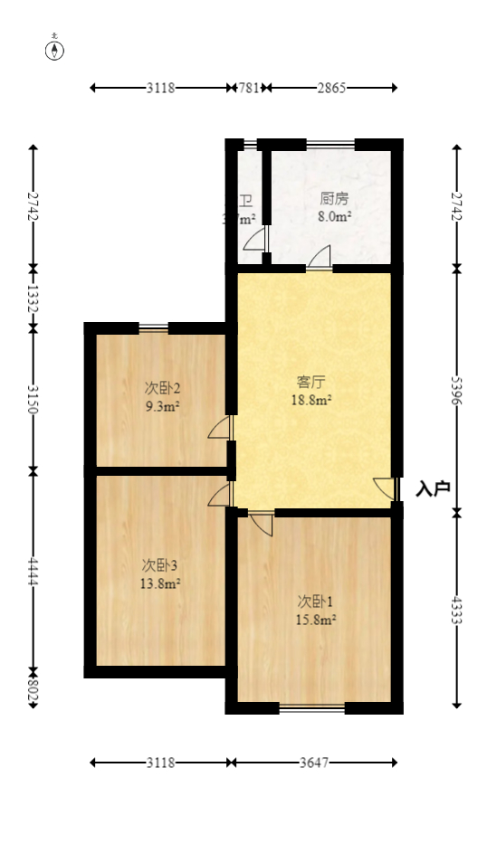 省木材公司宿舍（原欧园木材厂宿舍）  3室1厅1卫   39.00万室内图1