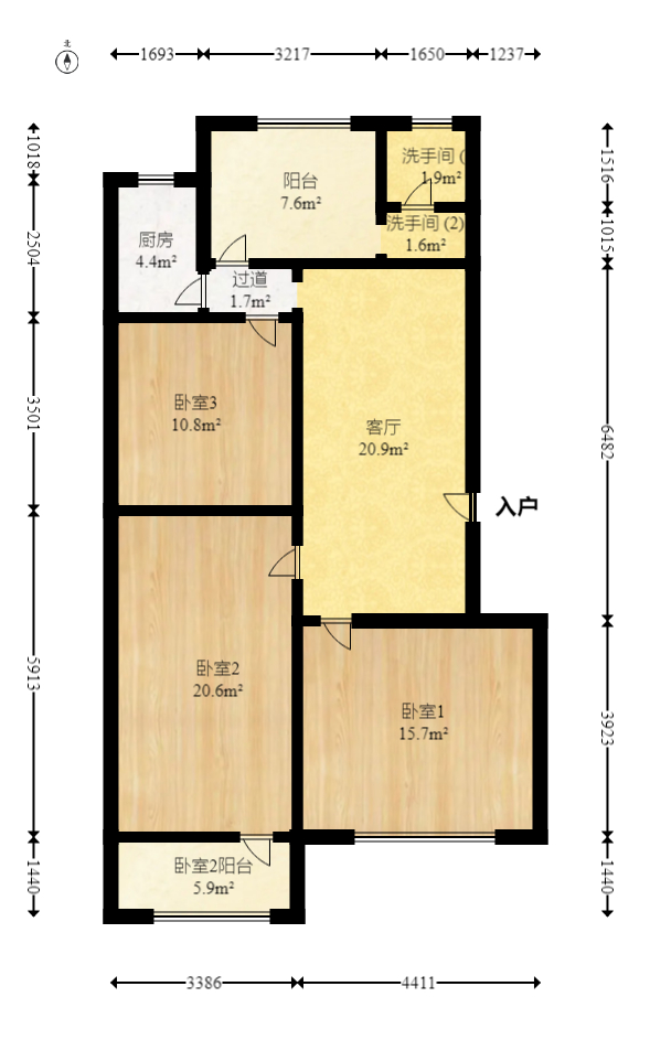 中南石油局宿舍  3室1厅1卫   75.00万室内图1