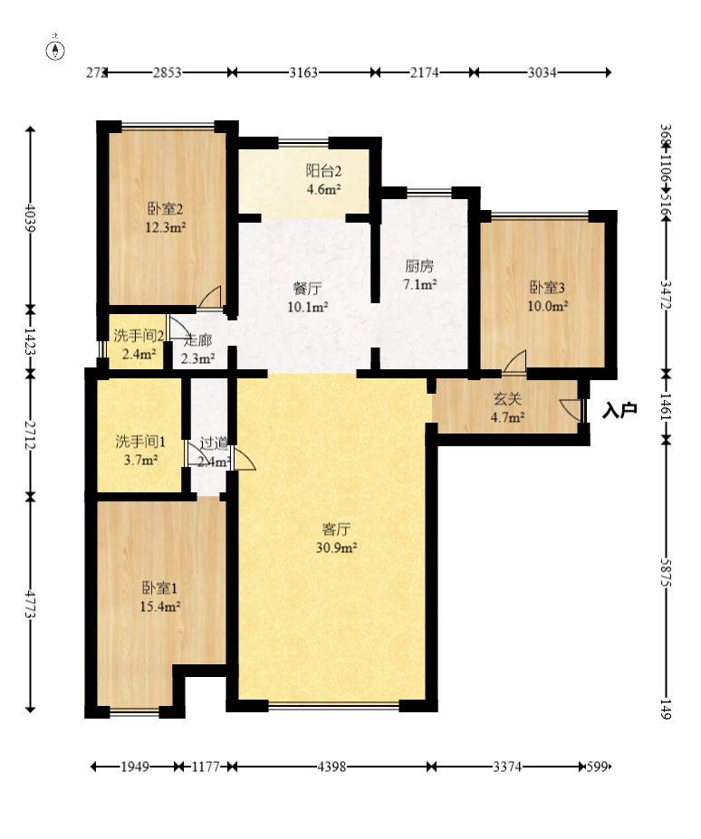 麦芒国际(金恒雅苑) 3室2厅2卫 99.0万 麦芒国际(金恒雅苑) 3室2厅2卫 99.0万户型图