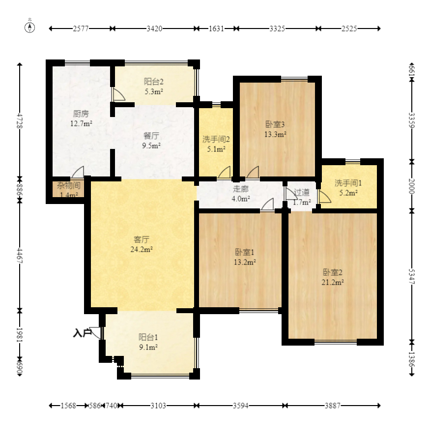 奥林匹克花园 3室2厅1卫 125.0万 奥林匹克花园 3室2厅1卫 125.0万户型图