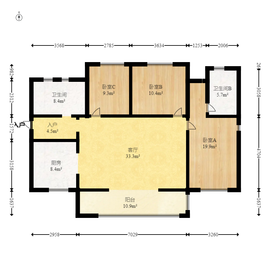 万科里梅溪郡  3室2厅1卫   298.00万室内图1