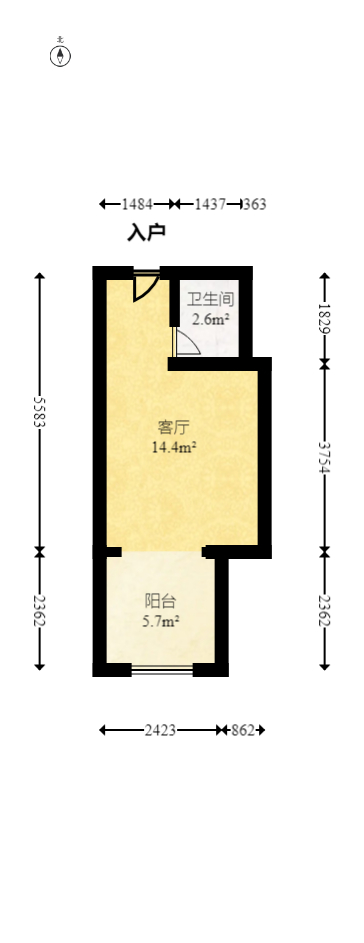 建安像素汇  1室1厅1卫   16.50万室内图1