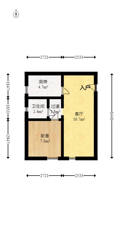 卓越浅水湾  1室1厅1卫   72.00万室内图1