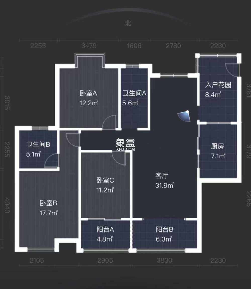建设家园  3室2厅2卫   66.00万室内图1