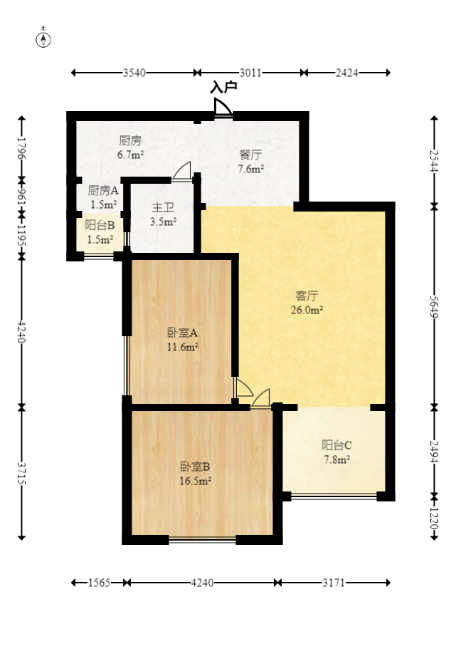 湘府9号  2室1厅1卫   81.80万室内图1