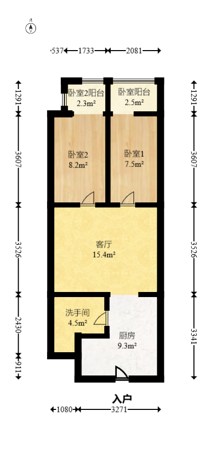 上河国际F座  2室1厅1卫   39.80万室内图1