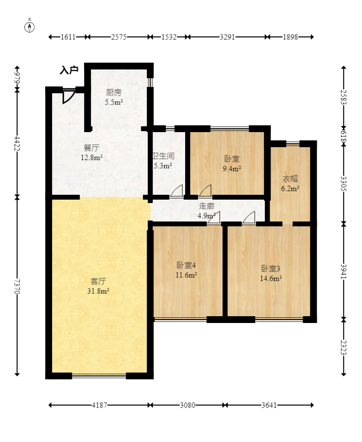 中交中央公园D1区  3室2厅2卫   135.00万室内图1