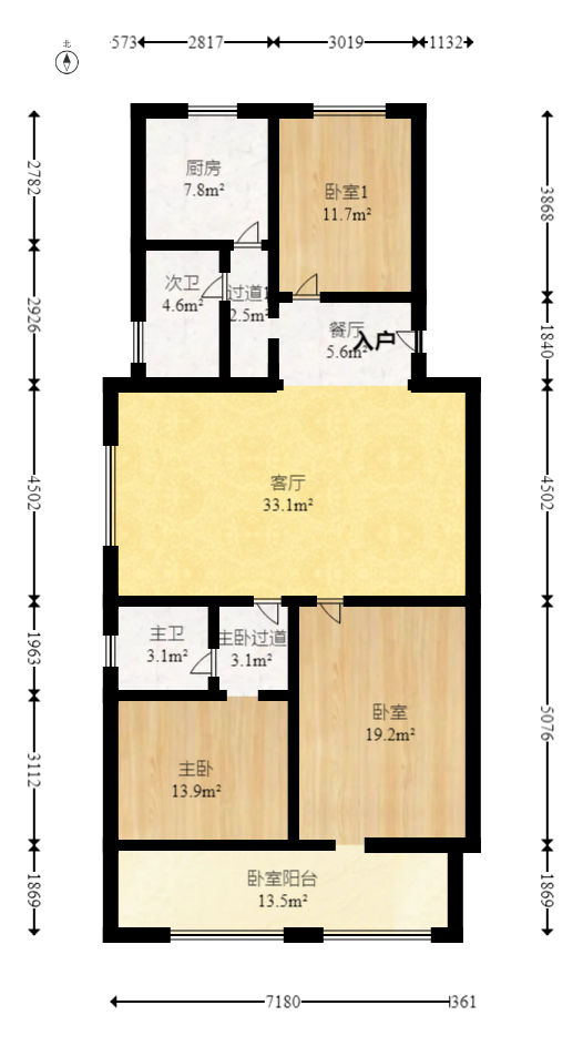 厚华公寓  3室2厅1卫   74.90万室内图1