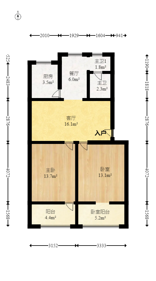 化工宿舍  2室1厅1卫    51.98万室内图1
