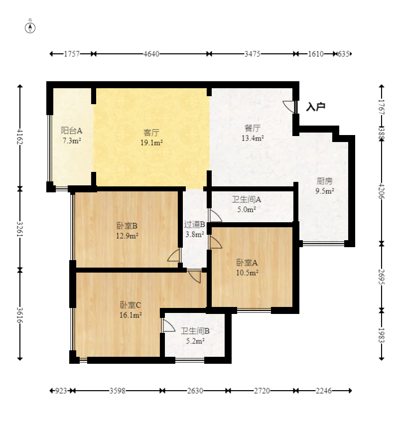 三润城（三润星城）  3室2厅2卫   85.00万室内图1