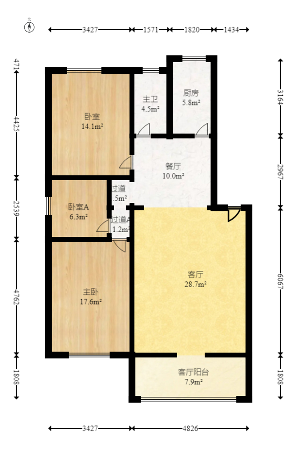 湘楚家园  3室2厅1卫    39.8万室内图1