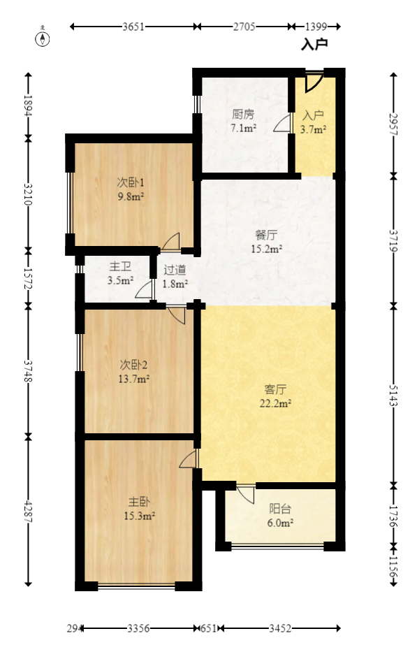 万科城  3室2厅1卫   92.00万室内图1